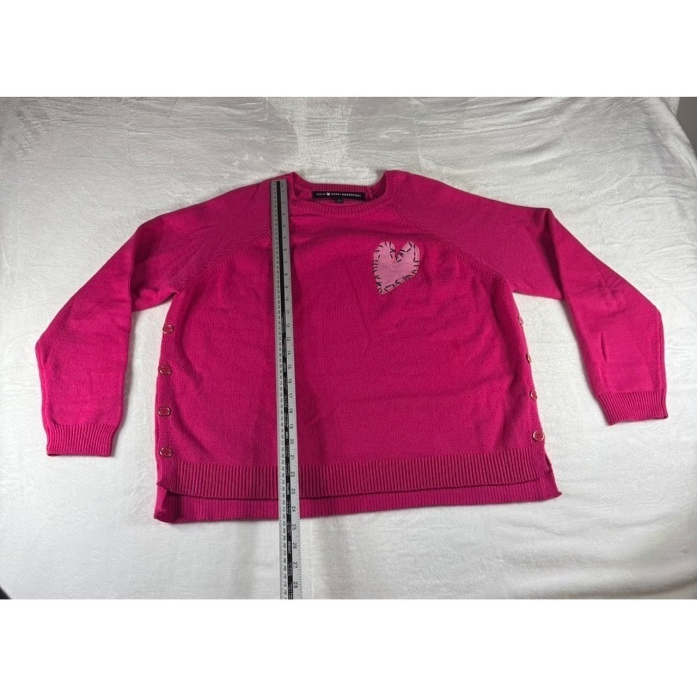 Aqua By Kerry Rosenthal Women's MEDIUM Hot Pink Sweater With Heart - Picture 3 of 6